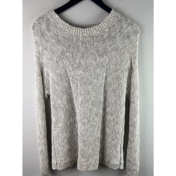 Vince Knit Sweater XS Beige Crew Neck Linen Blend Oatmeal Minimalist - Picture 1 of 7